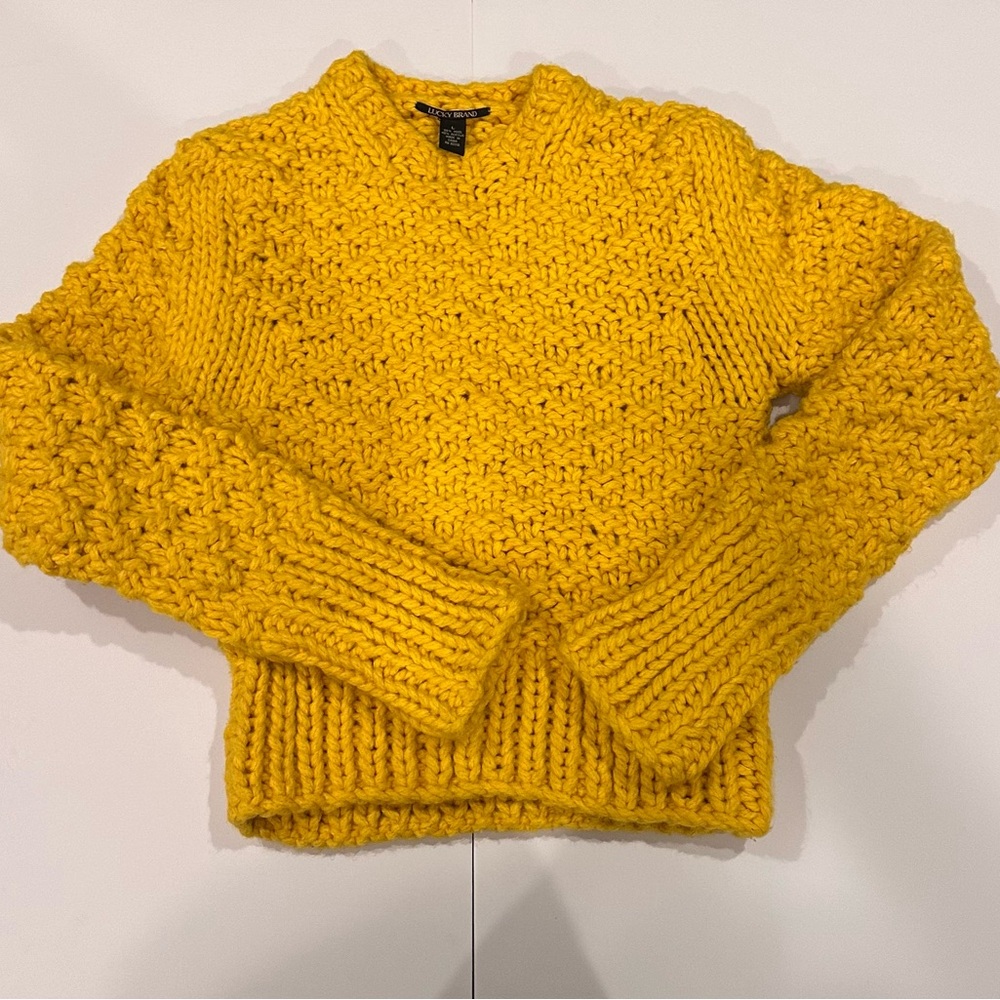 Lucky Brand Women’s Chunky Knit Yellow Sweater - Size Large